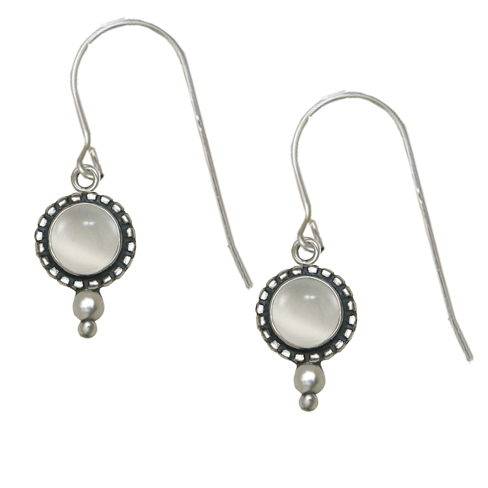 Sterling Silver Little White Moonstone Gemstone Drop Dangle Earrings